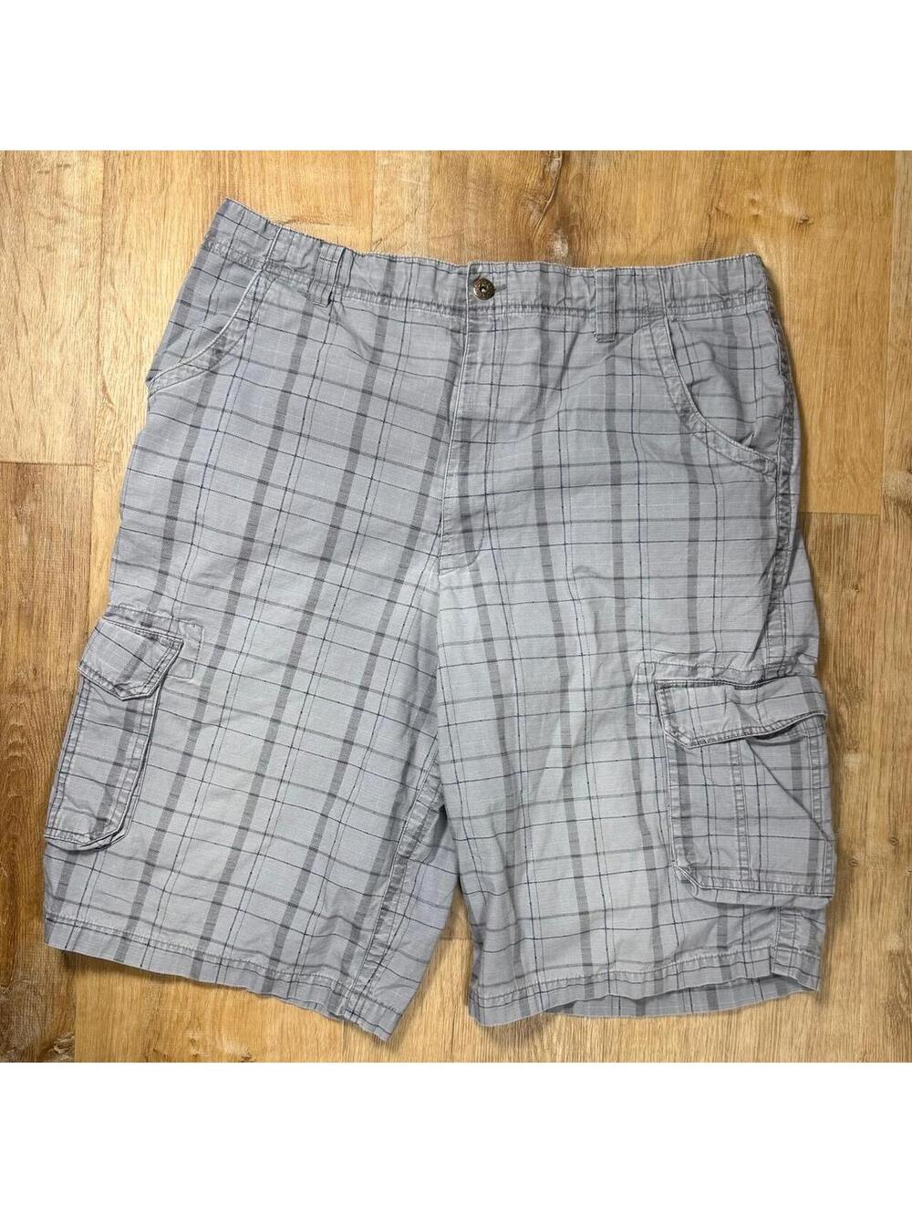 Y2K Dickies Plaid Cargo Shorts – Grey (36")